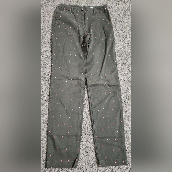 Boden Cropped Polka Dot Trouser Pants Green size 4 - Picture 1 of 12